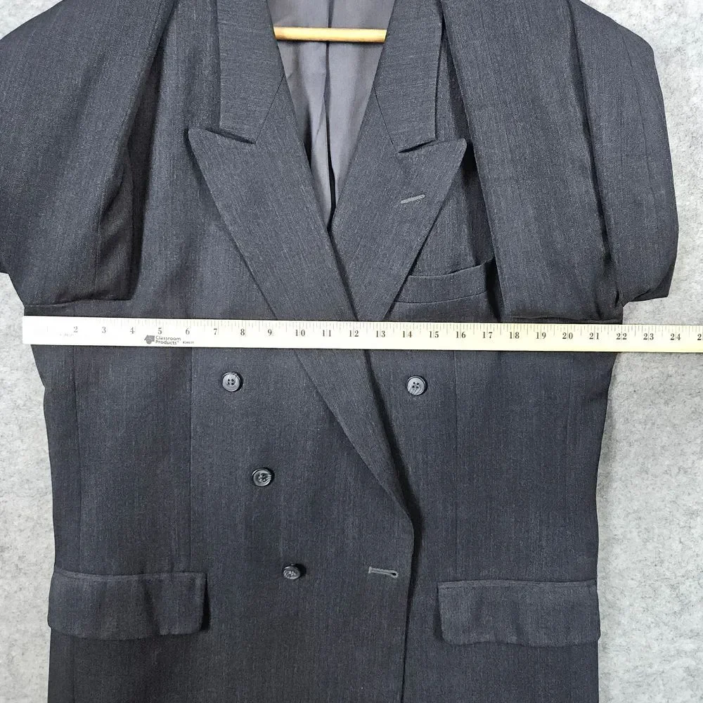 Andre Villard Men's Charcoal Gray Blazer Size‎ L44 100% Wool Double Breasted